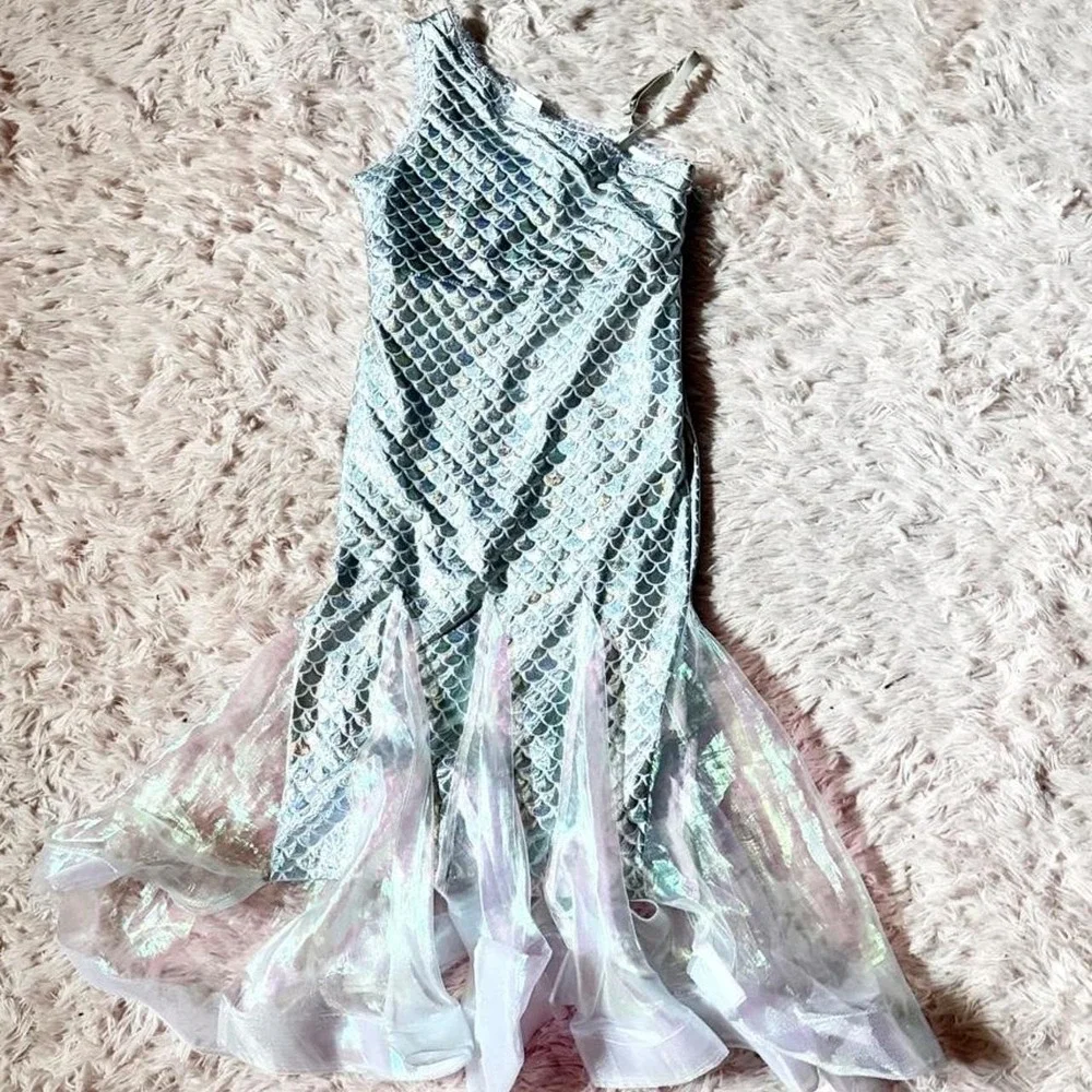 Silver Holographic Ethereal Mermaid Goddess Costume Girls 8 Mystical Cosplay